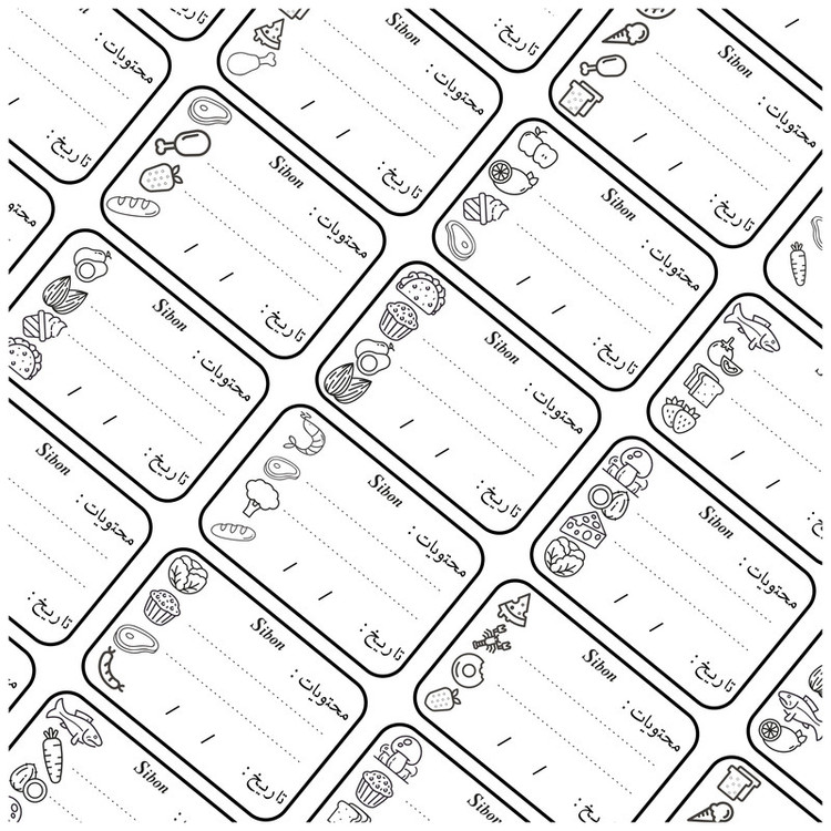 برچسب مدل فریزری طرح مواد غذایی کد CH40FA بسته 50 عددی