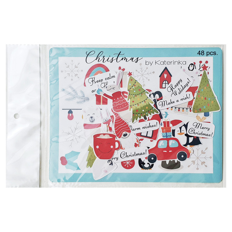 برچسب کاترینکا طرح برش خورده بولت ژورنال و اسکرپ بوک مدل Christmas بسته 48 عددی