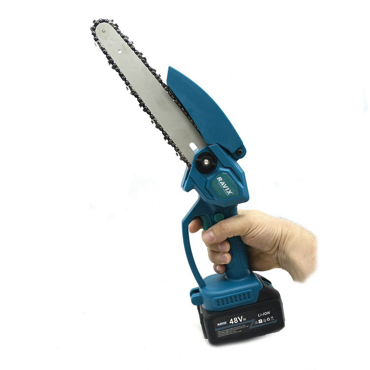 اره زنجیری شارژی سرشاخه زن 48 ولت طول ریل 20 سانتی متر راویکس مدل 20CM