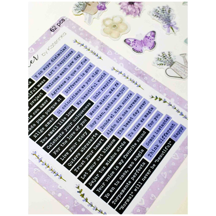 برچسب کاترینکا طرح برش خورده بولت ژورنال و اسکرپ بوک مدل Love lavender بسته 62 عددی