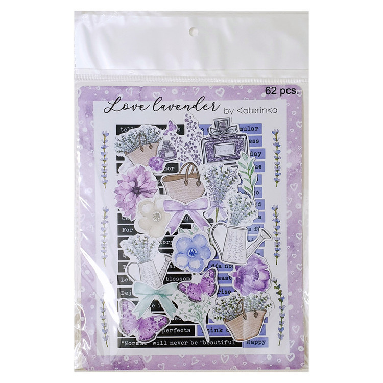برچسب کاترینکا طرح برش خورده بولت ژورنال و اسکرپ بوک مدل Love lavender بسته 62 عددی
