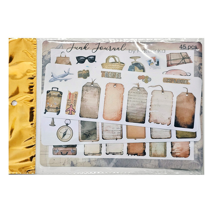 برچسب کاترینکا طرح برش خورده بولت ژورنال و اسکرپ بوک مدل Junk Journal بسته 45 عددی