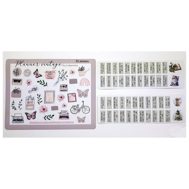 برچسب کاترینکا طرح برش خورده بولت ژورنال و اسکرپ بوک مدل Planner Vintage بسته 81 عددی