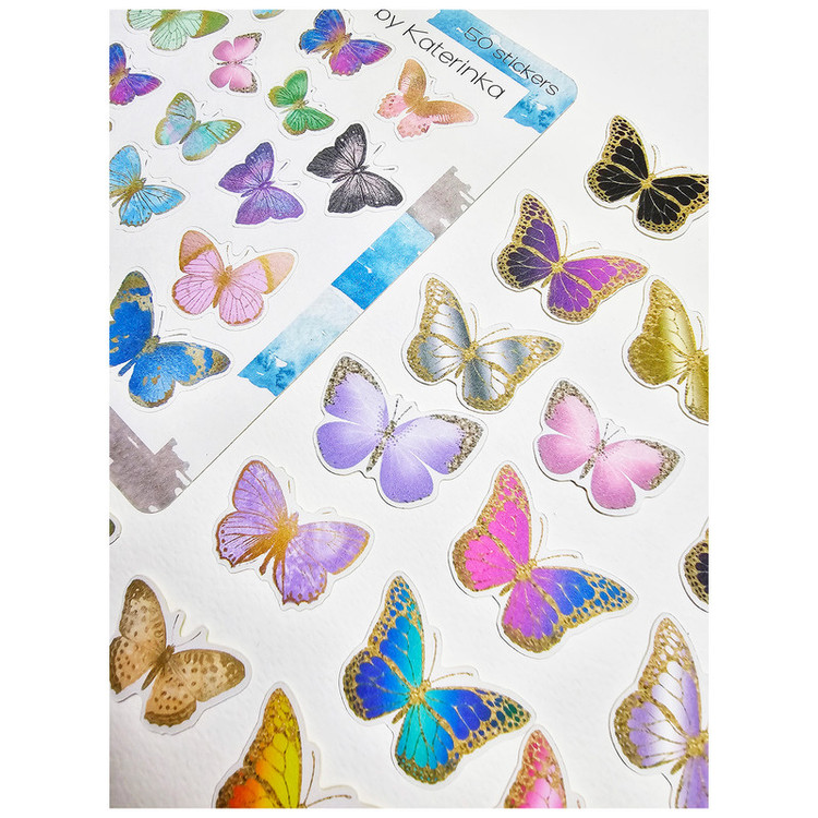 برچسب کاترینکا طرح برش خورده بولت ژورنال و اسکرپ بوک مدل Glam Butterfly بسته 50 عدد