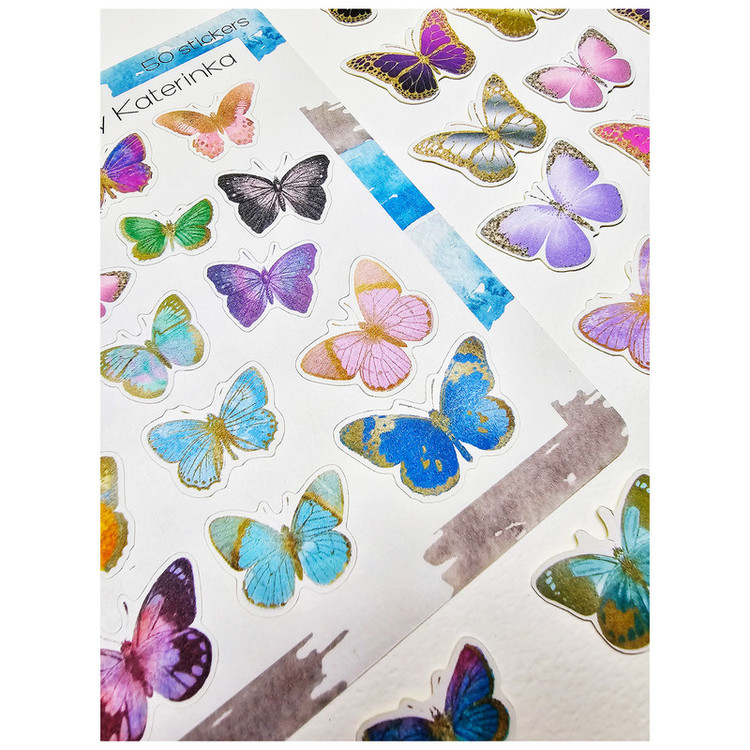 برچسب کاترینکا طرح برش خورده بولت ژورنال و اسکرپ بوک مدل Glam Butterfly بسته 50 عدد