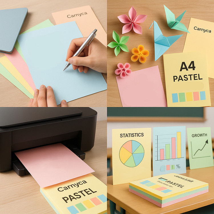 کاغذ رنگی A4 کارنیکا طرح پاستیلی بسته 100 عددی