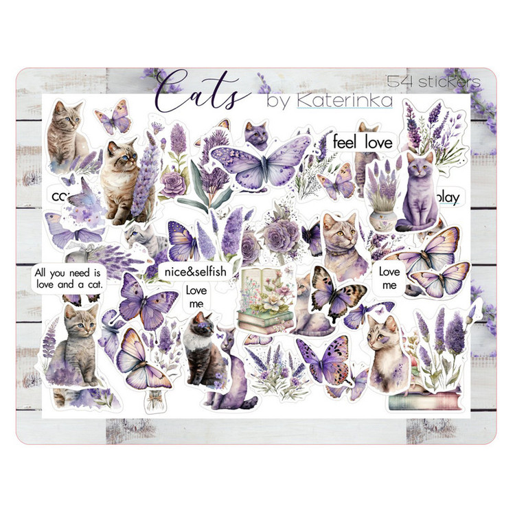 برچسب کاترینکا طرح برش خورده بولت ژورنال و اسکرپ بوک مدل Cats بسته 54 عددی