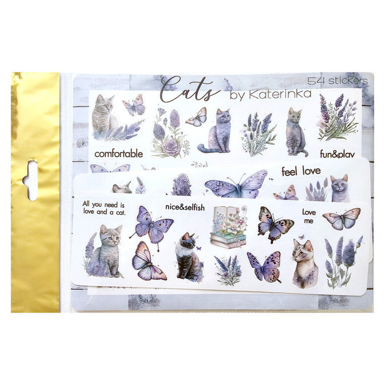 برچسب کاترینکا طرح برش خورده بولت ژورنال و اسکرپ بوک مدل Cats بسته 54 عددی