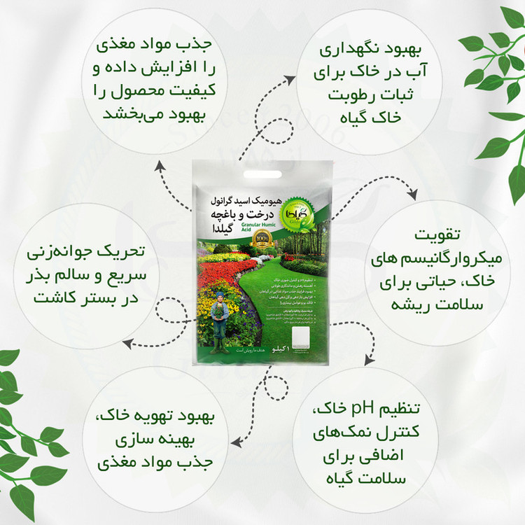 هیومیک اسید گرانول درخت و باغچه گیلدا مدل GHAG1 وزن 1 کیلوگرم