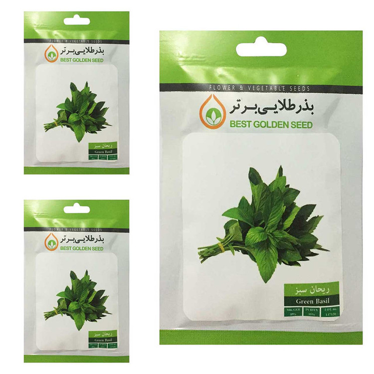 بذر ریحان سبز بذر طلایی برتر کد BTB-93 مجموعه 3 عددی