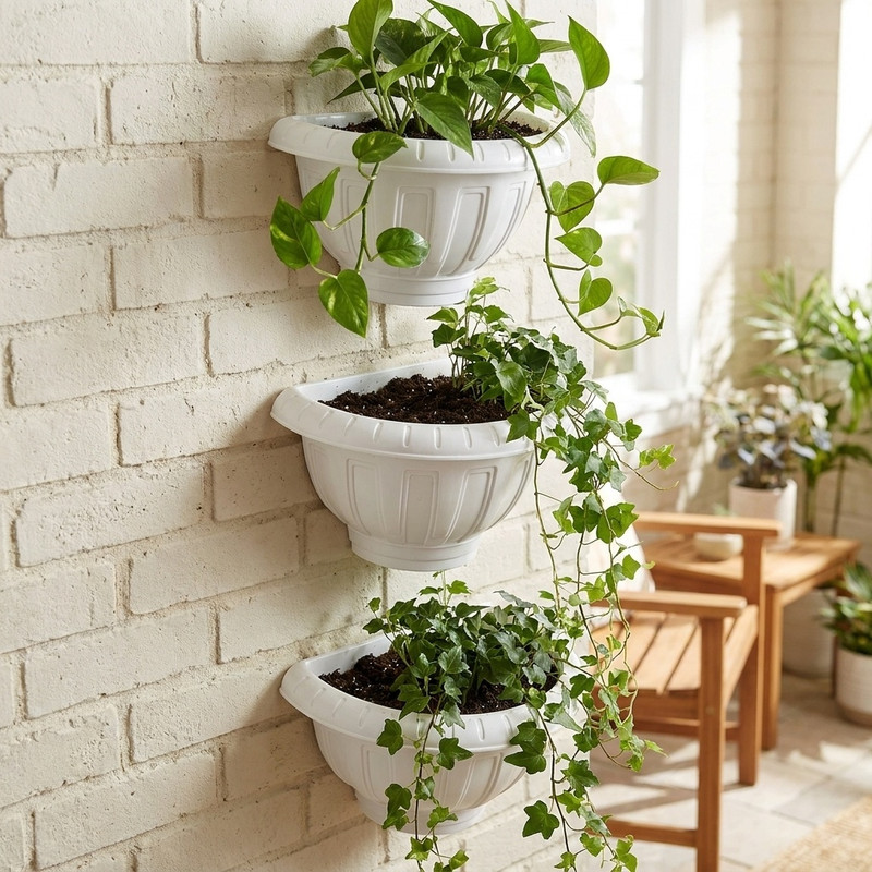 گلدان دیواری مدل پلاستیکی کد27cm بسته 3 عددی