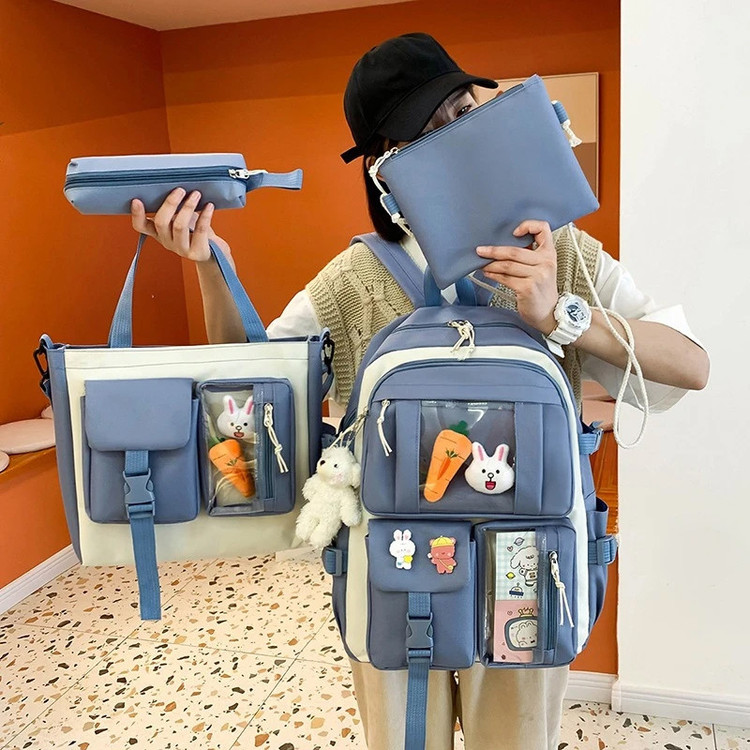 کوله پشتی مدل خرگوش و هویج فانتزی به همراه کیف غذا و کیف دوشی و جامدادی