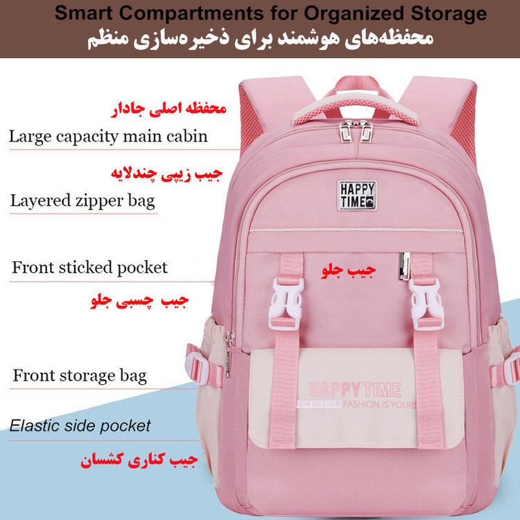 کوله پشتی مدرسه هپی تایم کد 5084