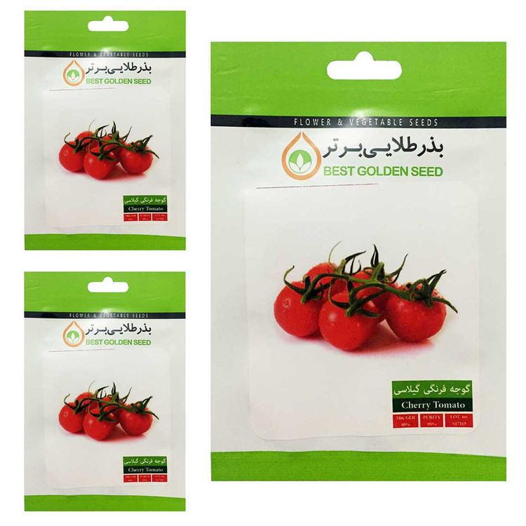 بذر گوجه گیلاسی قرمز بذر طلایی برتر کد BTB-77 مجموعه 3 عددی