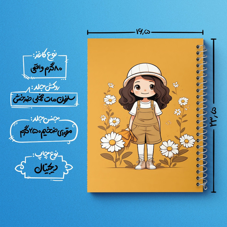دفتر مشق 100 برگ خندالو طرح دخترانه کد F2098