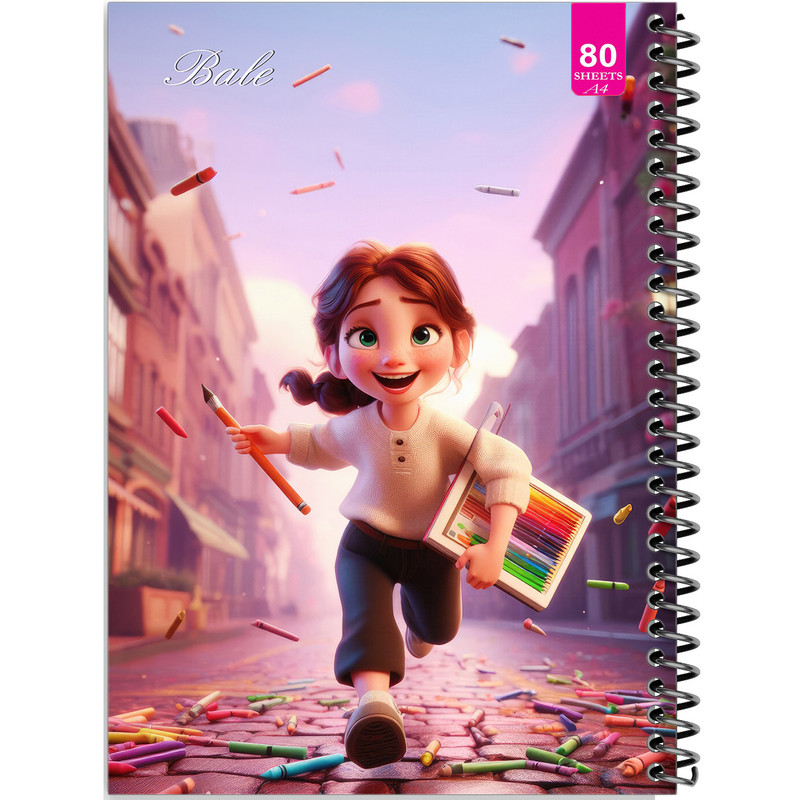 دفتر نقاشی 80 برگ بله مدل رحلی طرح فانتزی دخترانه کد A4-M268