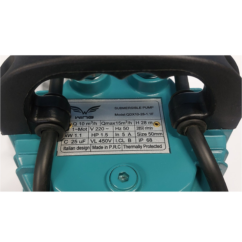پمپ کف کش یک و نیم اسب بخار وینگ مدل QDX10-28-1.1F