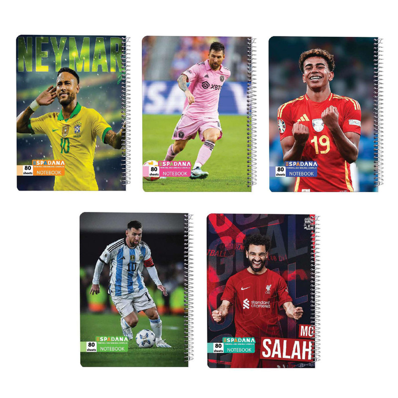 دفتر مشق 80 برگ اسپادانا مدل فوتبالی کد 82423578 مجموعه 5 عددی