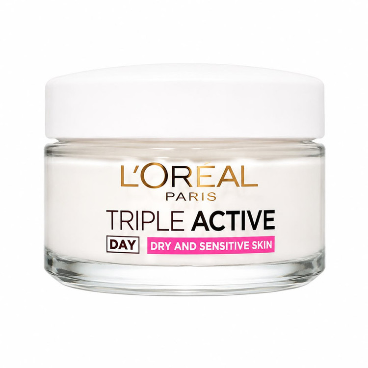 کرم ضد چروک روز لورآل مدل Triple Active Dry Sensitive مناسب برای پوست خشک حجم 50 میلی لیتر