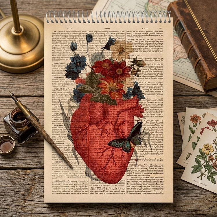 دفتر بولت ژورنال نقطه ای 80 برگ سیمی جلد سخت نوتیوا مدل قلب کد : j102