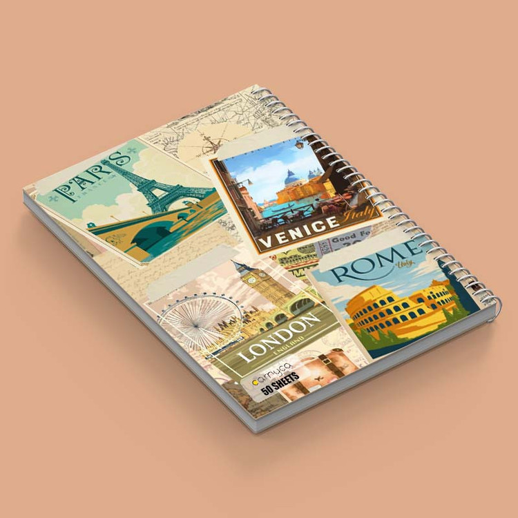 دفتر نقاشی 50 برگ کارنیکا طرح سفر Travel کد 61322 مجموعه 4 عددی