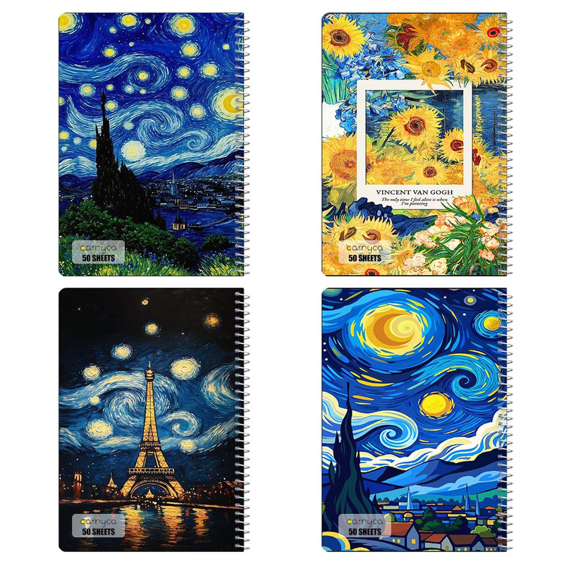دفتر نقاشی 50 برگ کارنیکا طرح شب پرستاره فانتزی ون‌گوگ Fantasy Starry Night Van Gogh کد 44318 مجموعه 4 عددی