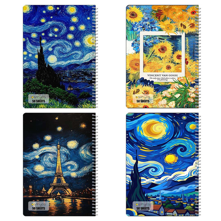 دفتر نقاشی 50 برگ کارنیکا طرح شب پرستاره فانتزی ونگوگ Fantasy Starry Night Van Gogh کد 44318 مجموعه 4 عددی