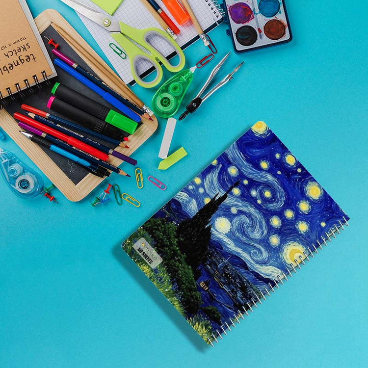 دفتر نقاشی 50 برگ کارنیکا طرح شب پرستاره فانتزی ونگوگ Fantasy Starry Night Van Gogh کد 44318 مجموعه 4 عددی