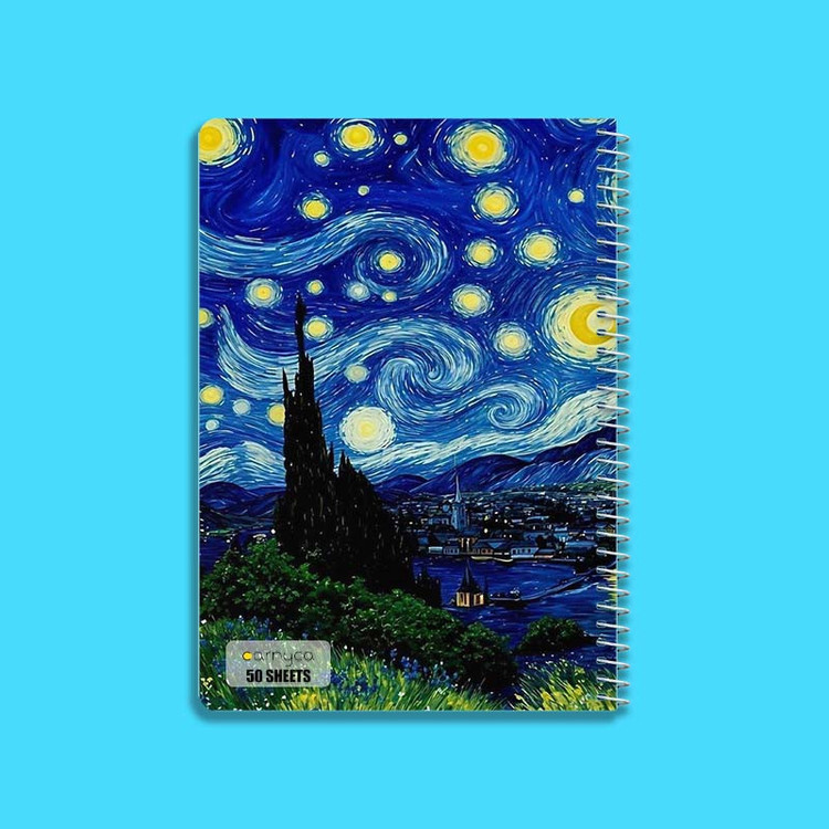 دفتر نقاشی 50 برگ کارنیکا طرح شب پرستاره فانتزی ونگوگ Fantasy Starry Night Van Gogh کد 44318 مجموعه 4 عددی