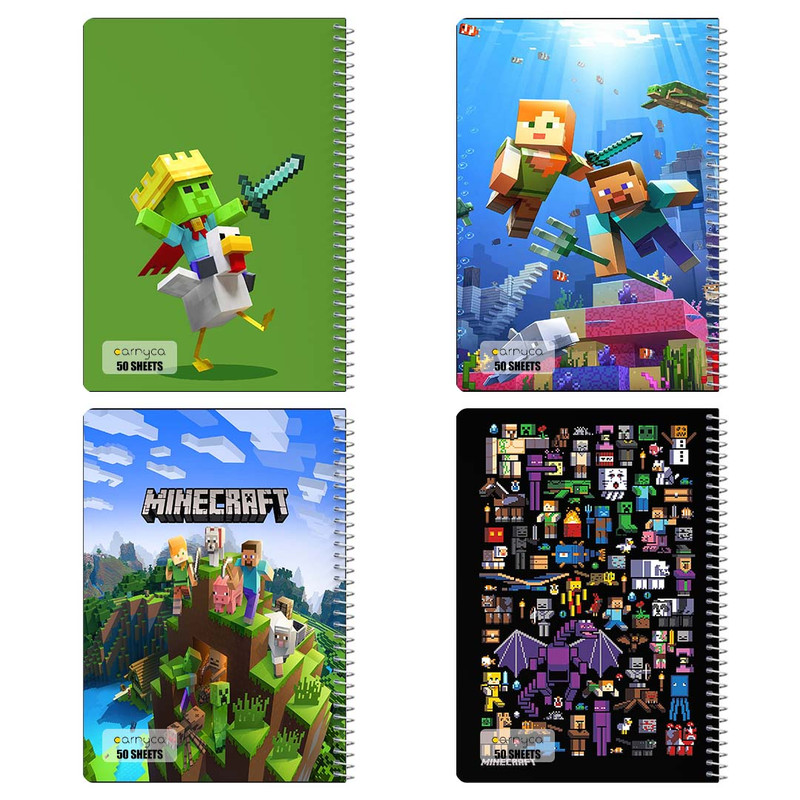 دفتر نقاشی 50 برگ کارنیکا طرح ماین‌کرفت Minecraft کد 41489 مجموعه 4 عددی