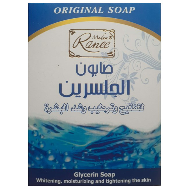 صابون شستشو از بین برنده تیرگی و مرطوب‌کننده صورت و بدن مادام رانی مدل گلیسیرین مناسب برای انواع پوست وزن 100 گرم