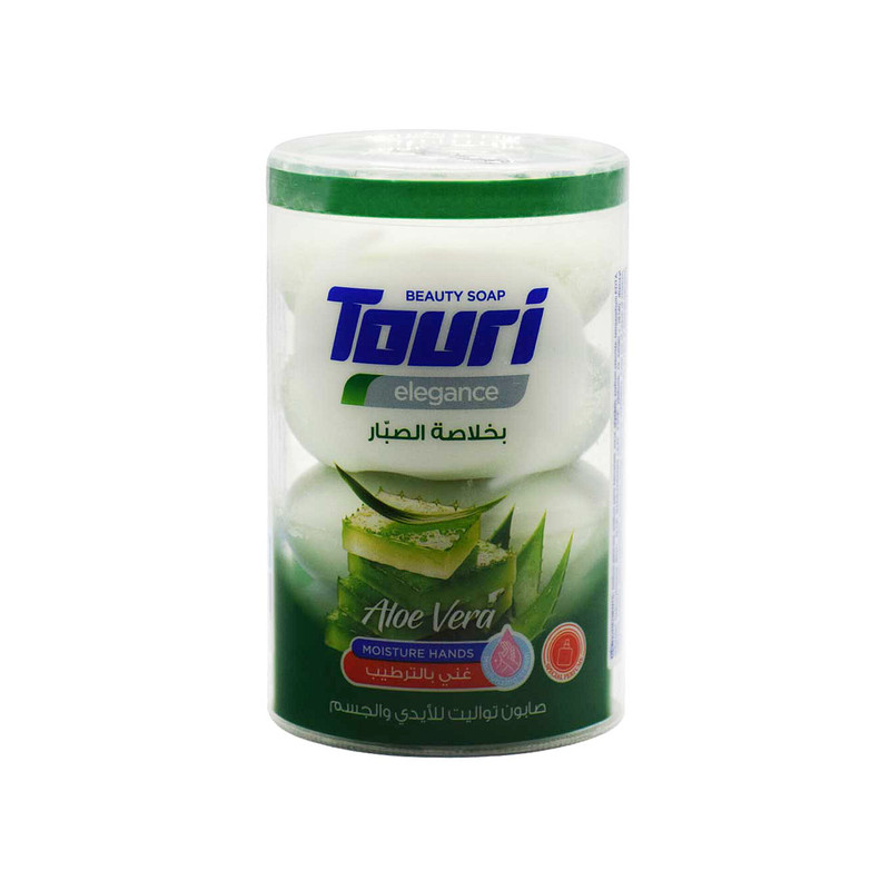 صابون شستشو مرطوب‌کننده بدن توری مدل آلوئه‌ورا مناسب برای پوست معمولی وزن 100 گرم بسته 4 عددی