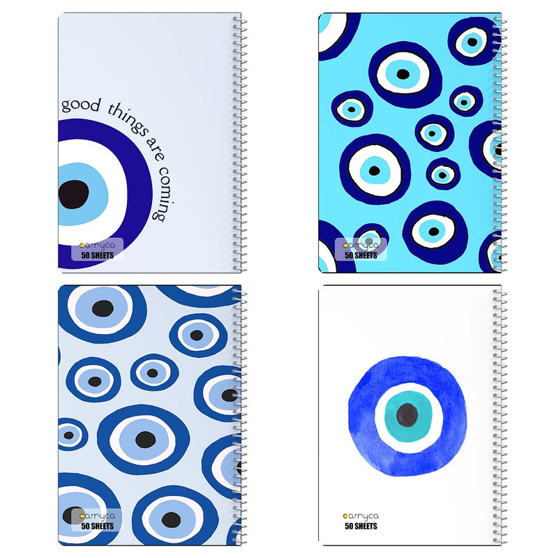 دفتر نقاشی 50 برگ کارنیکا طرح پترن چشم نظر Eye Evil Pattern کد 63132 مجموعه 4 عددی