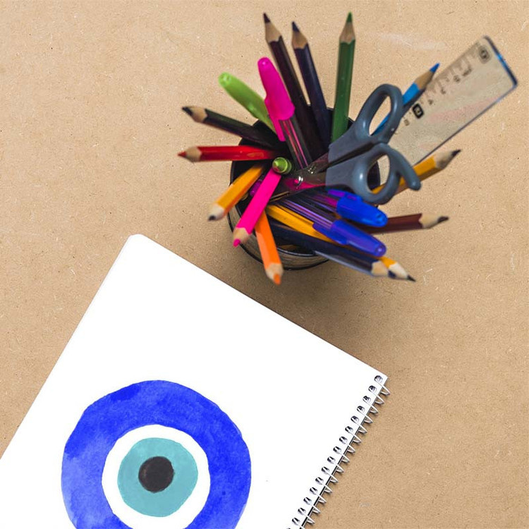دفتر نقاشی 50 برگ کارنیکا طرح پترن چشم نظر Eye Evil Pattern کد 63132 مجموعه 4 عددی