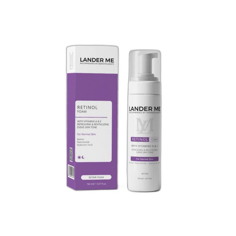 فوم شستشو صورت لندرمی مدل RETINOL مناسب پوست نرمال حجم 150 میلی لیتر
