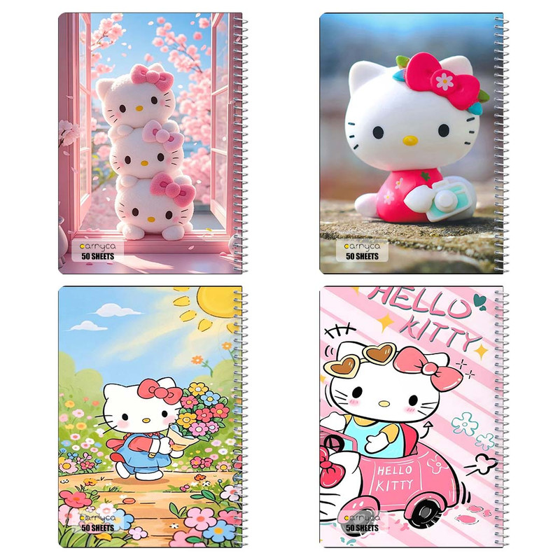 دفتر نقاشی 50 برگ کارنیکا طرح هلو کیتی hello kitty کد 71455 مجموعه 4 عددی