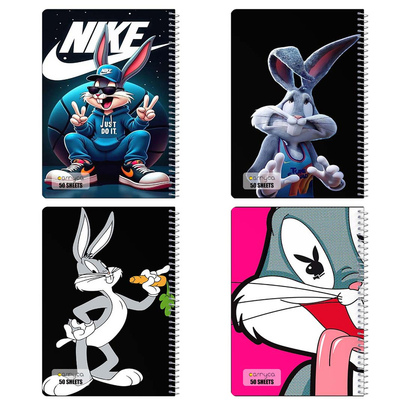 دفتر نقاشی 50 برگ کارنیکا طرح باگز بانی The Bugs Bunny کد 82680 مجموعه 4 عددی