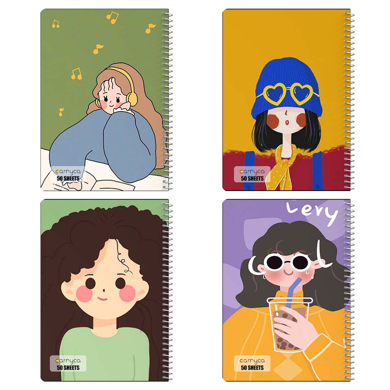 دفتر نقاشی 50 برگ کارنیکا طرح Minimalist Girl کد 43442 مجموعه 4 عددی