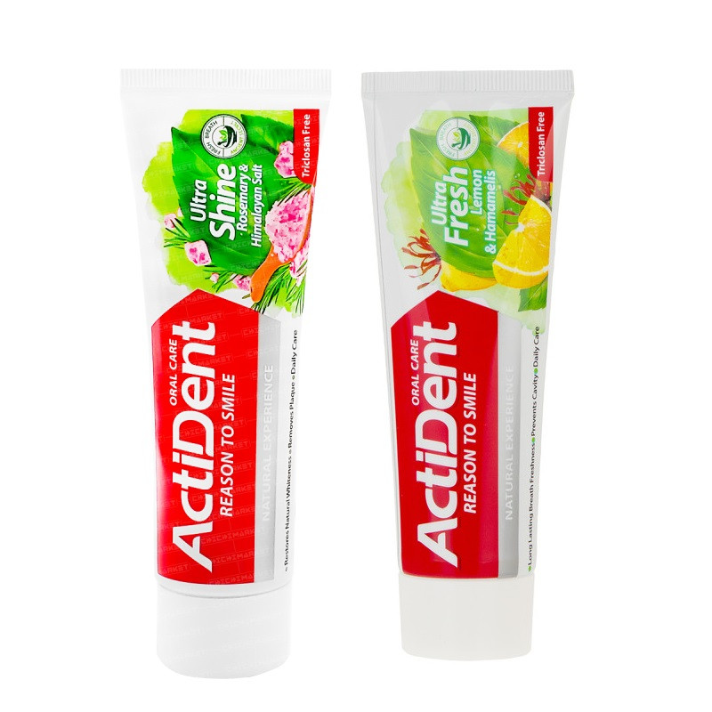 خمیر دندان اکتیدنت مدل Ultra Shine -Ultra Fresh وزن 100 گرم بسته 2 عددی