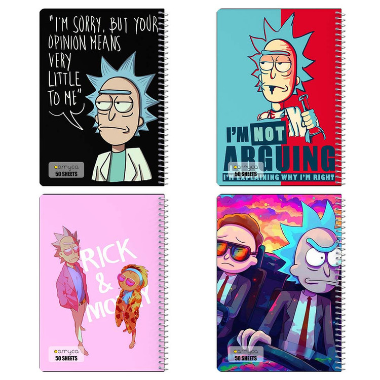 دفتر نقاشی 50 برگ کارنیکا طرح ریک و مورتی Rick and Morty کد 28753 مجموعه 4 عددی