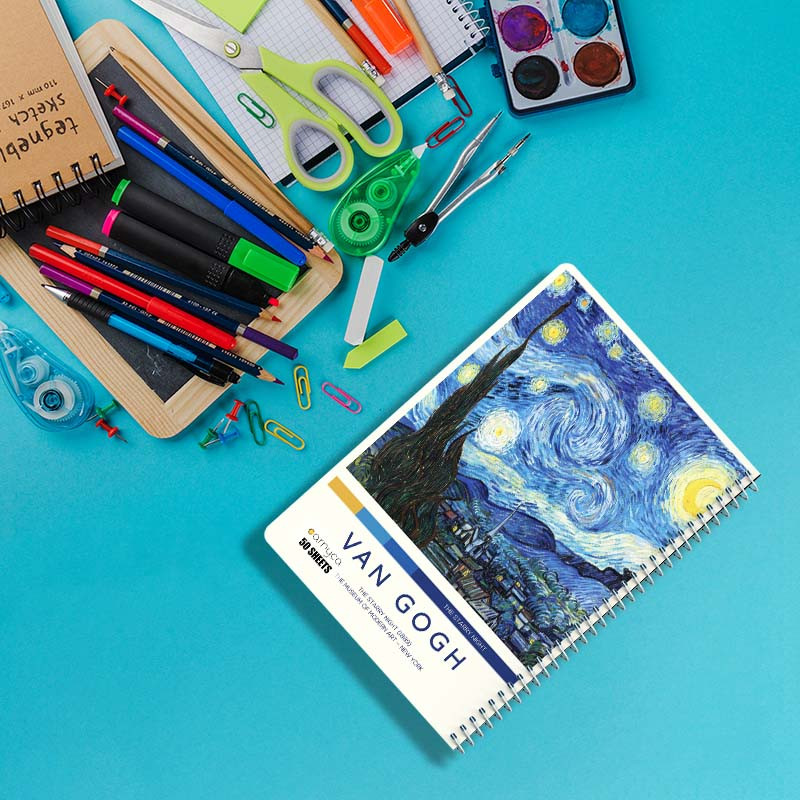 دفتر نقاشی 50 برگ کارنیکا طرح نقاشیهای ونگوگ Van Gogh Paintings کد 66652 مجموعه 4 عددی