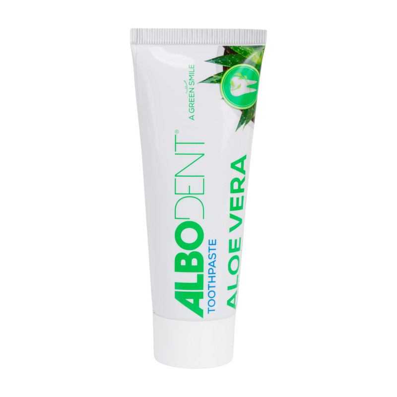 خمیر دندان ضد باکتری آلبودنت مدل Aloe Vera با طعم دارچین مناسب برای همه دندان‌ها وزن 75 گرم