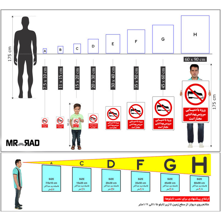 برچسب راهنما مستر راد طرح ورود با دمپایی سرویس بهداشتی مجاز است کد HSE-OSHA-004