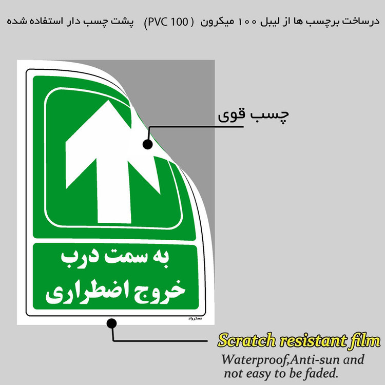 برچسب ایمنی مستر راد طرح به سمت درب خروج اضطراری مدل HSE-OSHA-140