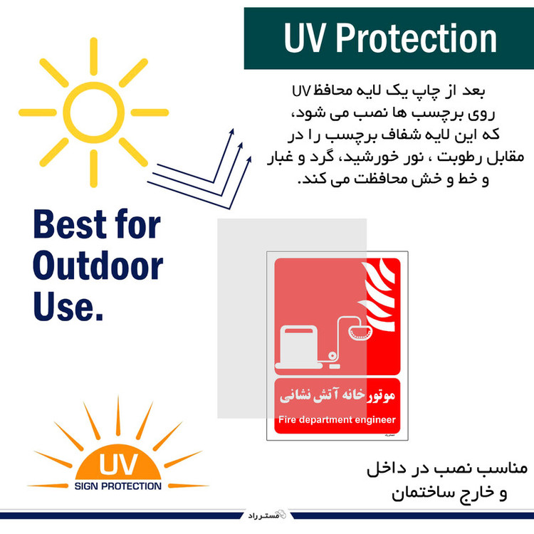 برچسب ایمنی مستر راد طرح موتور خانه آتش نشانی مدل HSE-OSHA-060