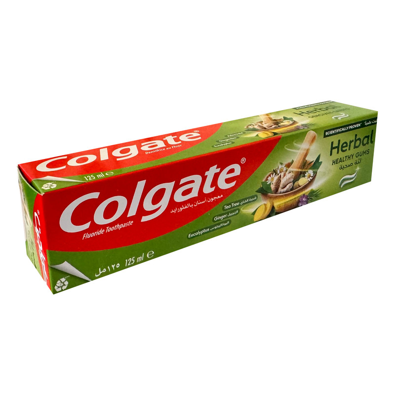خمیردندان سفید کننده کلگیت مدل Herbal با طعم چای سبز و اکالیپتوس مناسب برای انواع دندان حجم 125 میلی لیتر