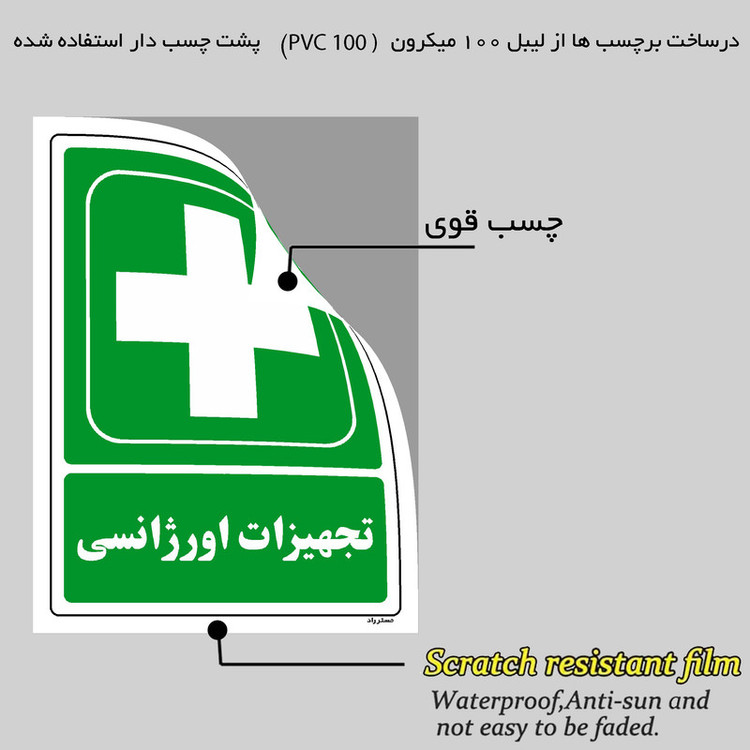 برچسب ایمنی مستر راد طرح تجهیزات اورژانسی مدل HSE-OSHA-177