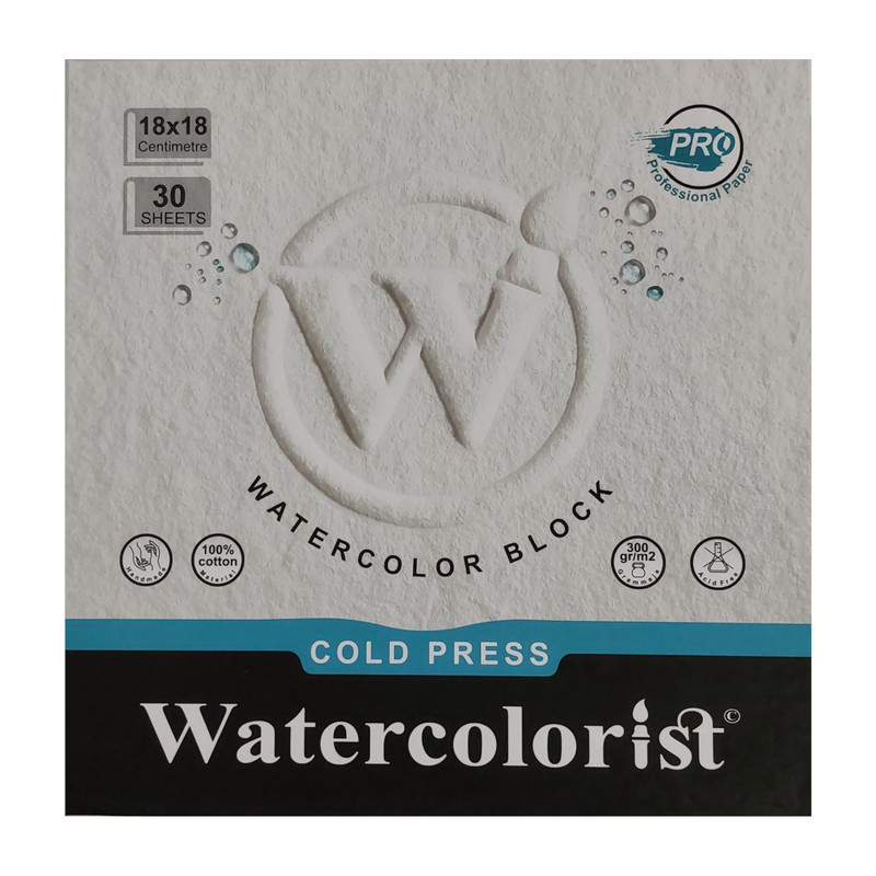 دفتر آبرنگ 30 برگ واترکالریست مدل بلوک کلدپرس پرو کد proCold18