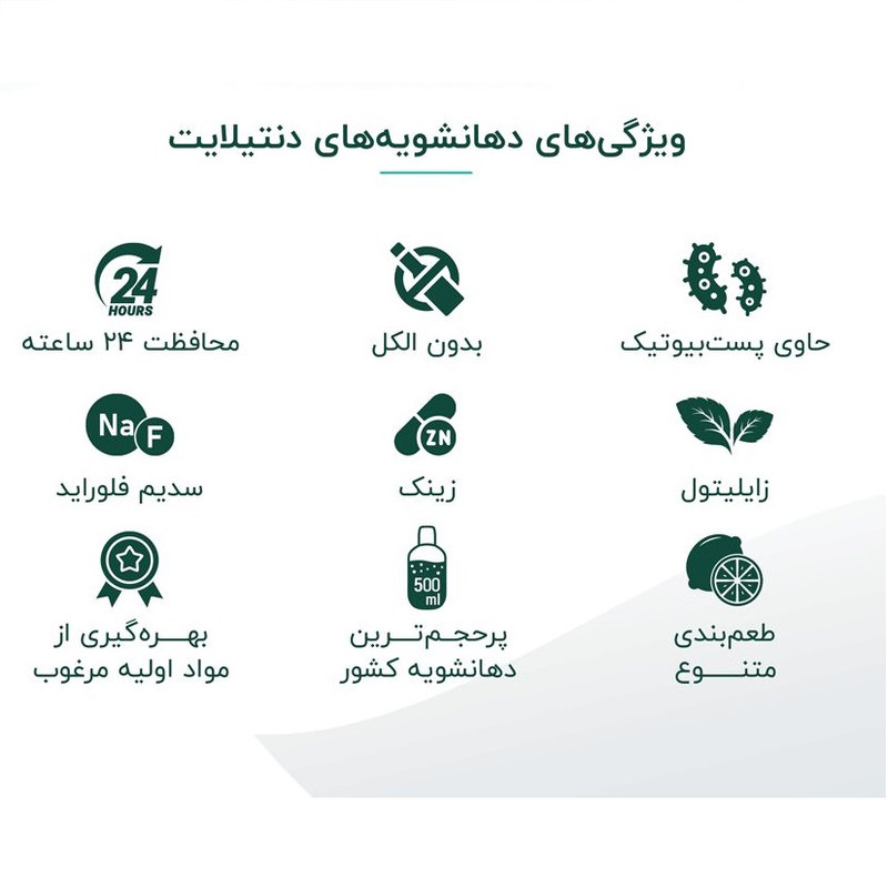 دهان شویه دنتیلایت مدل پست بیوتیک حجم 500 میلیلیتر