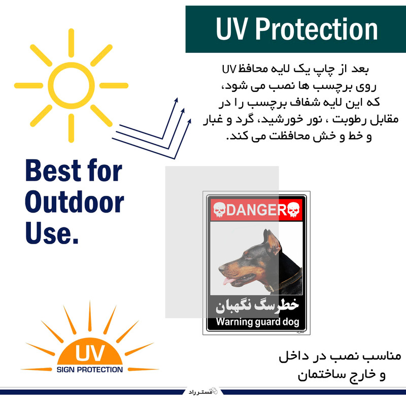 برچسب ایمنی مستر راد طرح خطر سگ نگهبان مدل HSE-OSHA-105